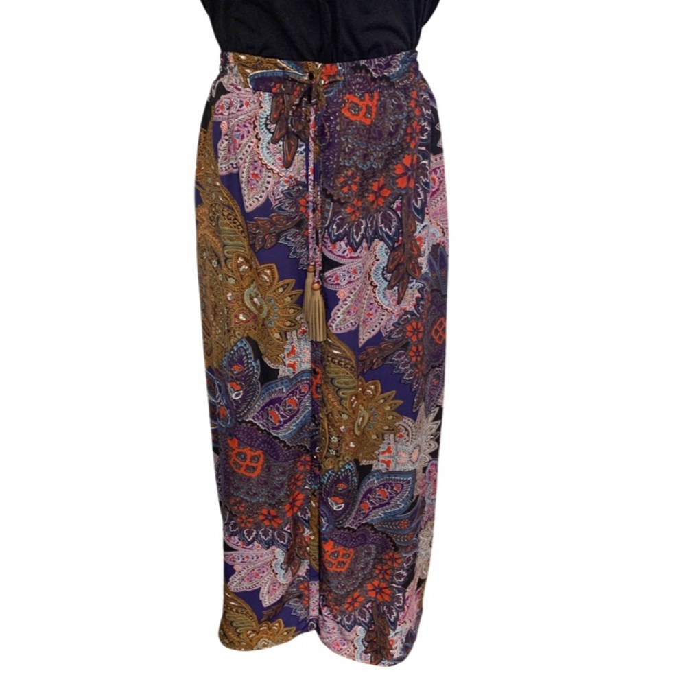 Anthropologie Purple Paisley Maxi Skirt with Rust & Gold Accents